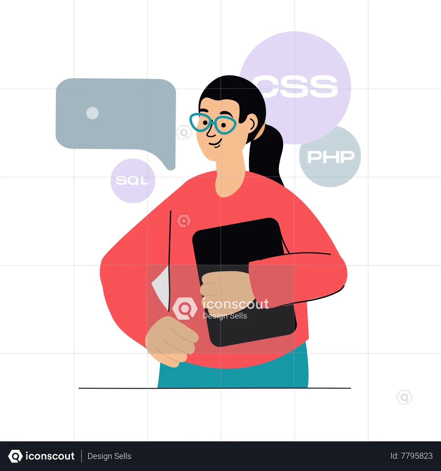 Girl With Programming Languages Animation - Free Download Seo & Web ...