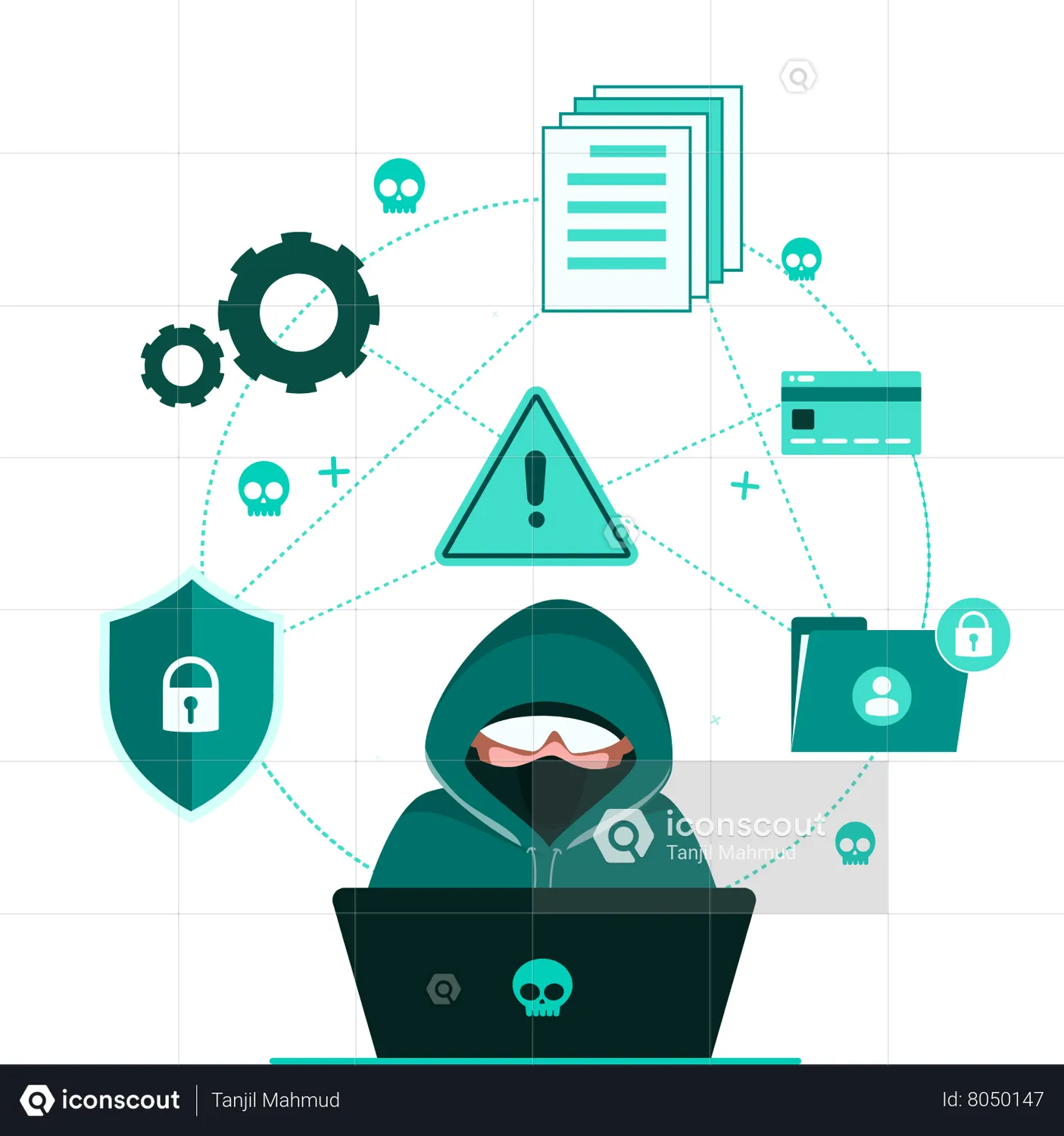 Hacker Cyber Data Security Virous Animated Illustration download in ...