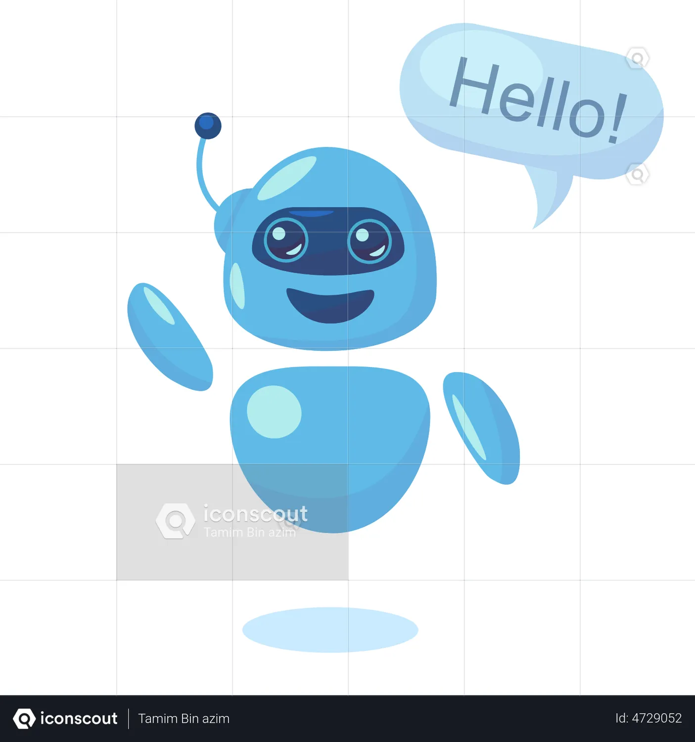 Happy Robot Say Hai Animated Icon download in JSON, LOTTIE or MP4 format