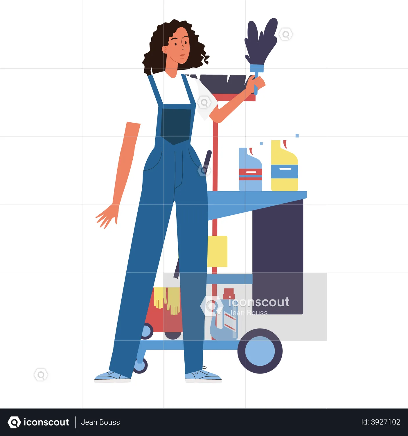 Housekeeper With Cleaning Tools Animation - Free Download People Animations  | IconScout