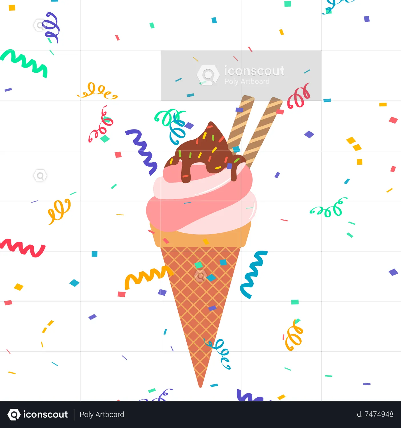 Ice Cream Cone Animated Icon download in JSON, LOTTIE or MP4 format