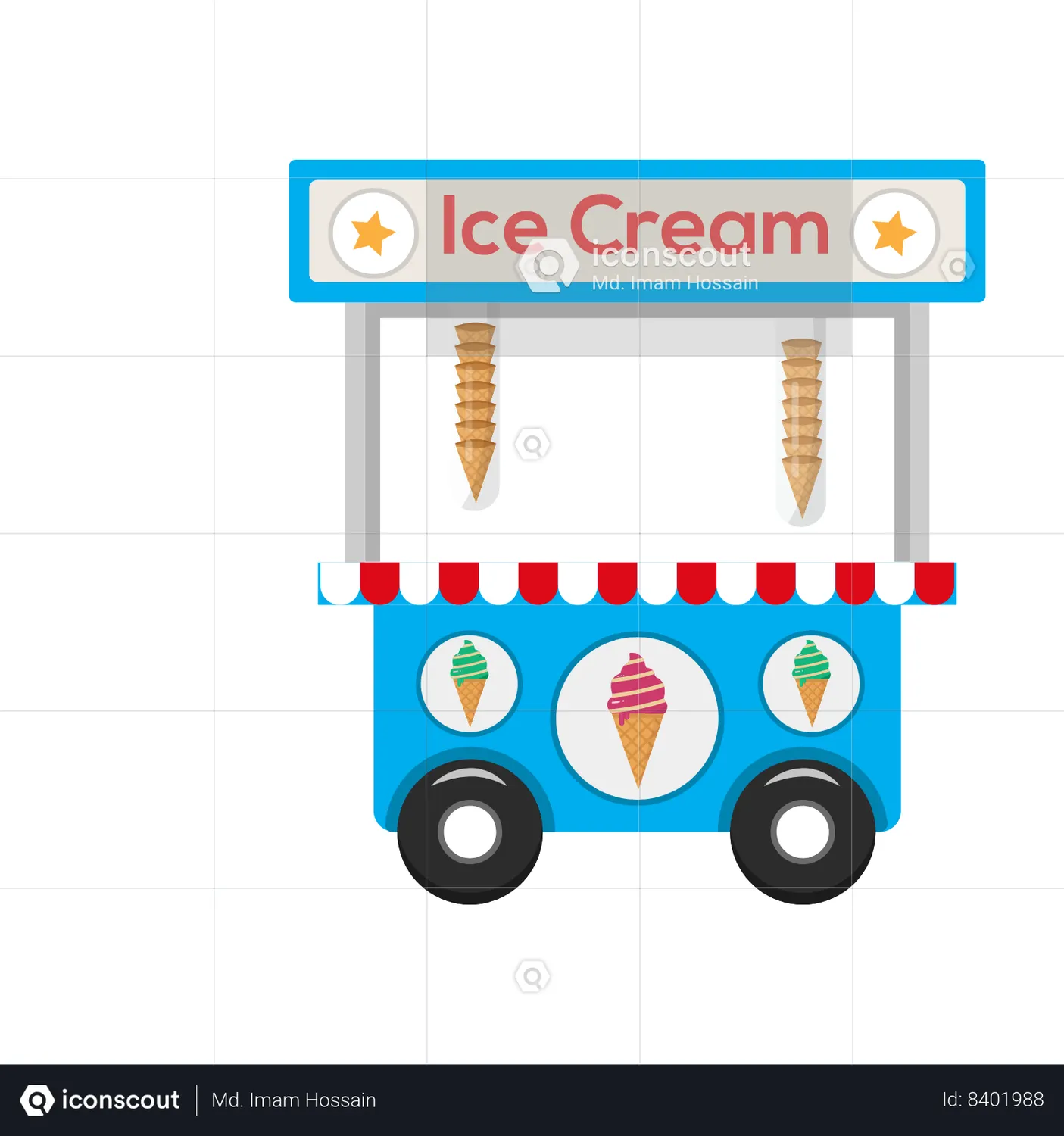 Ice Cream Stall Animated Icon download in JSON, LOTTIE or MP4 format