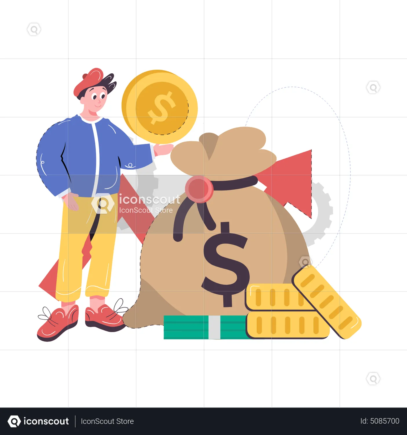 Investment Saving Fund Animated Illustration download in JSON, LOTTIE ...