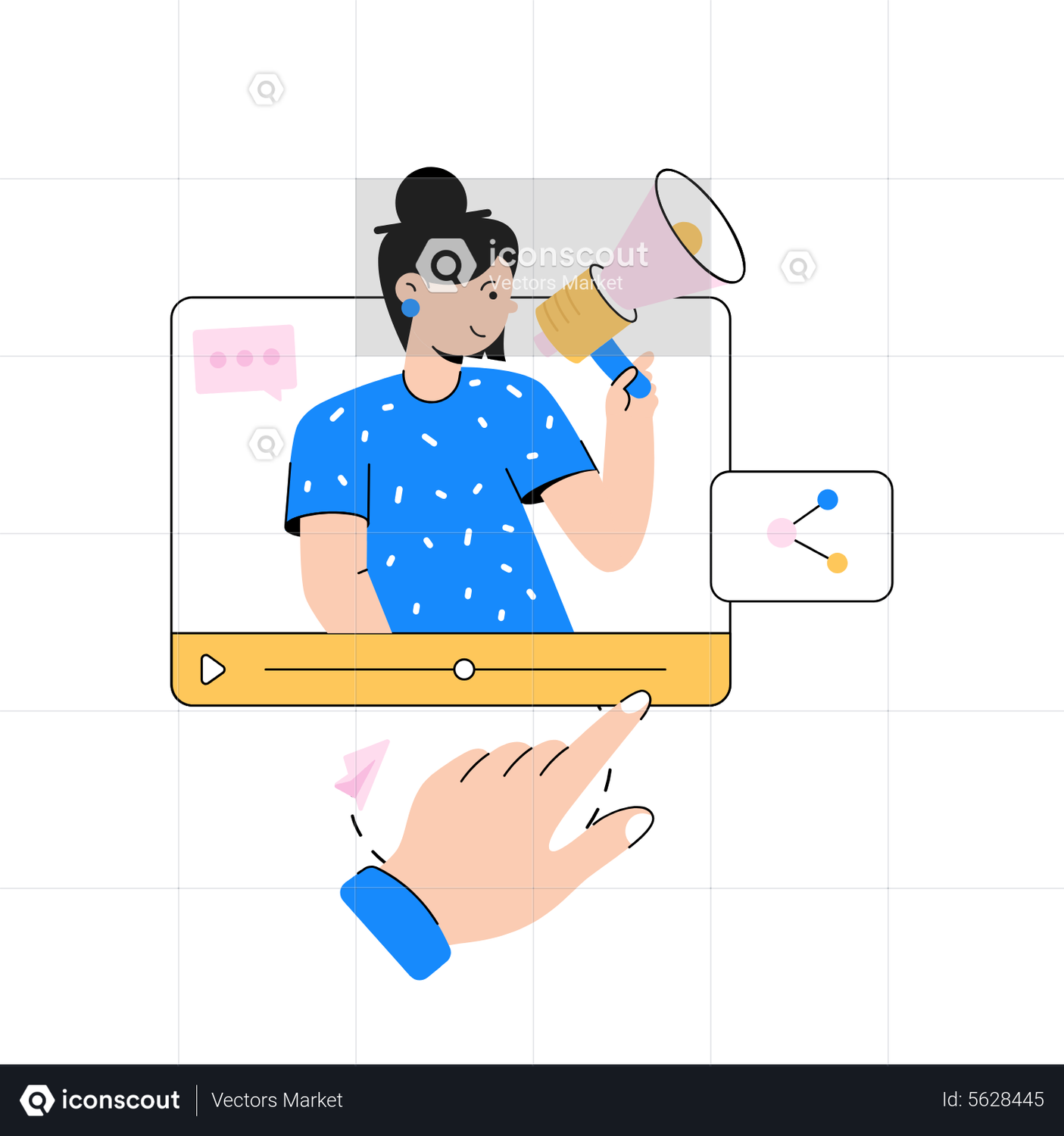 Junges Mädchen macht Videomarketing Animation von Vectors Market | LottieFiles