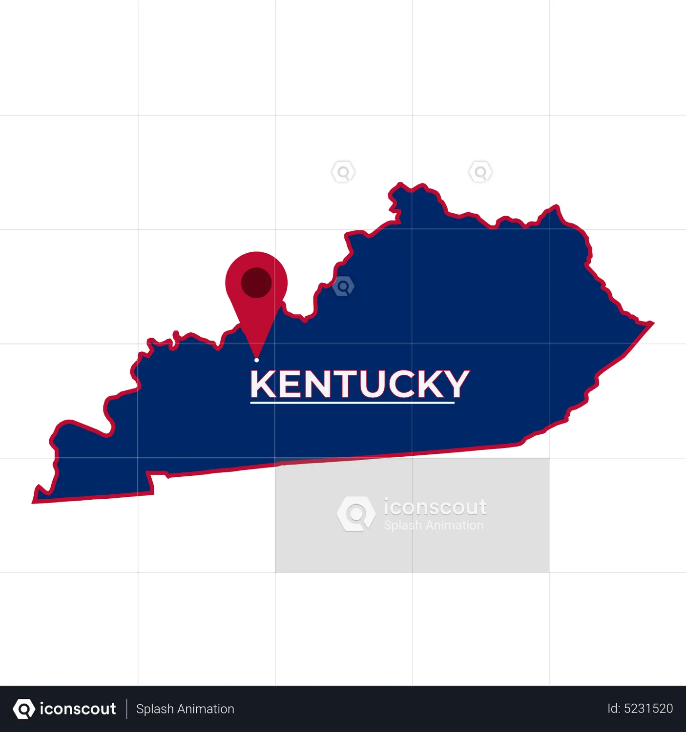 Kentucky Map Animated Icon download in JSON, LOTTIE or MP4 format