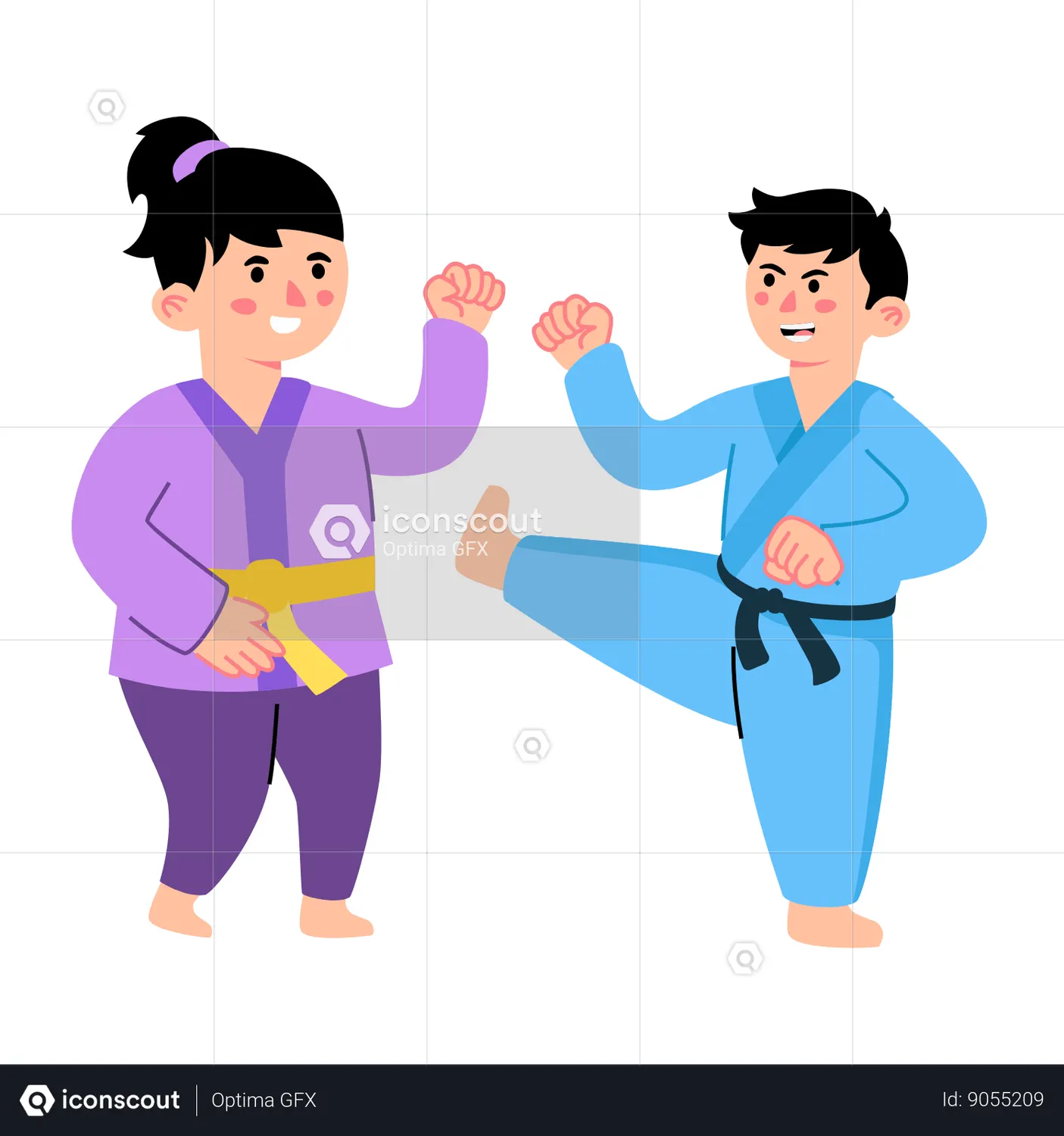 Kids Doing Karate Animated Illustration download in JSON, LOTTIE or MP4 ...