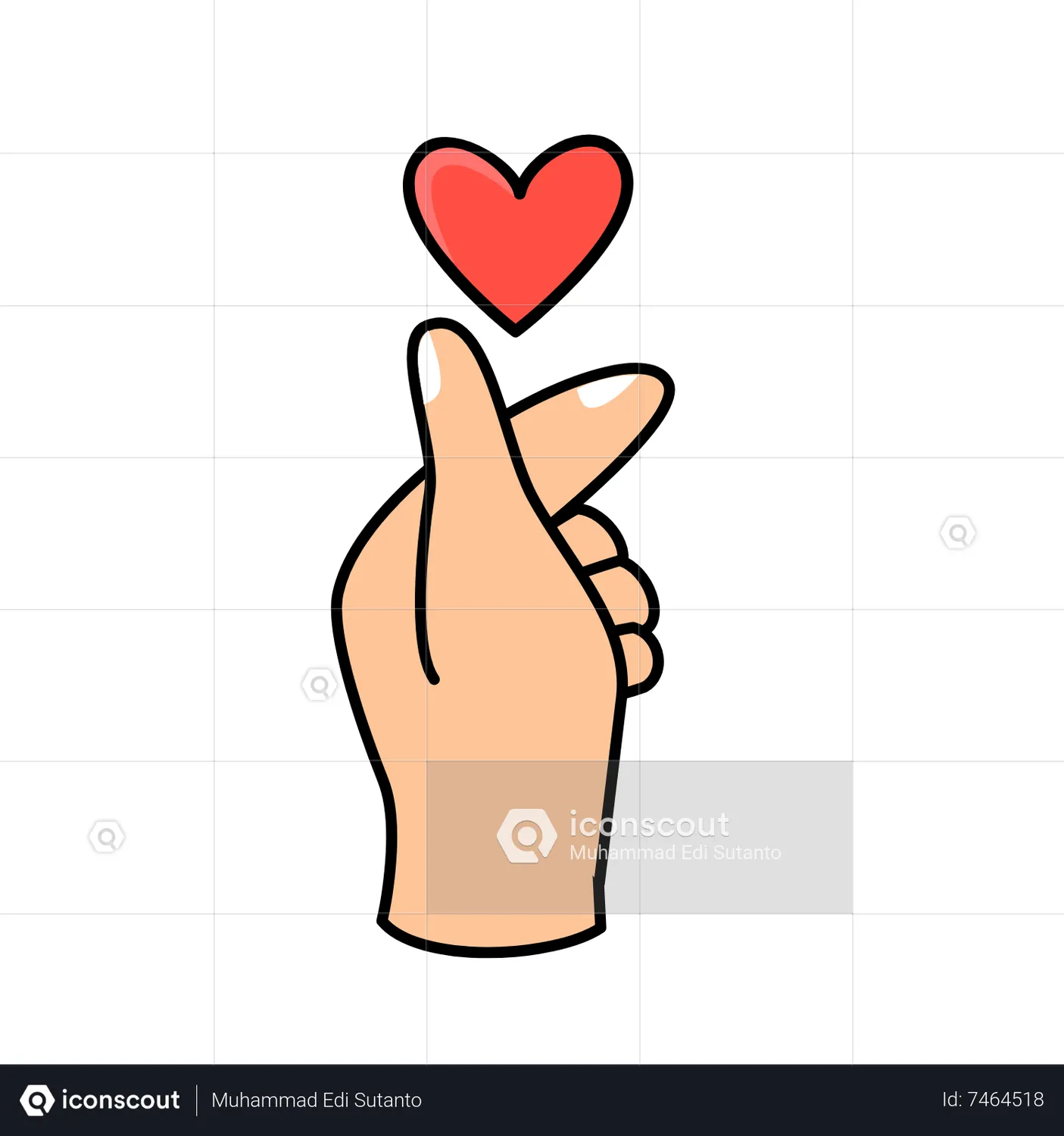 Korean Finger Hearts Animated Icon download in JSON, LOTTIE or MP4 format