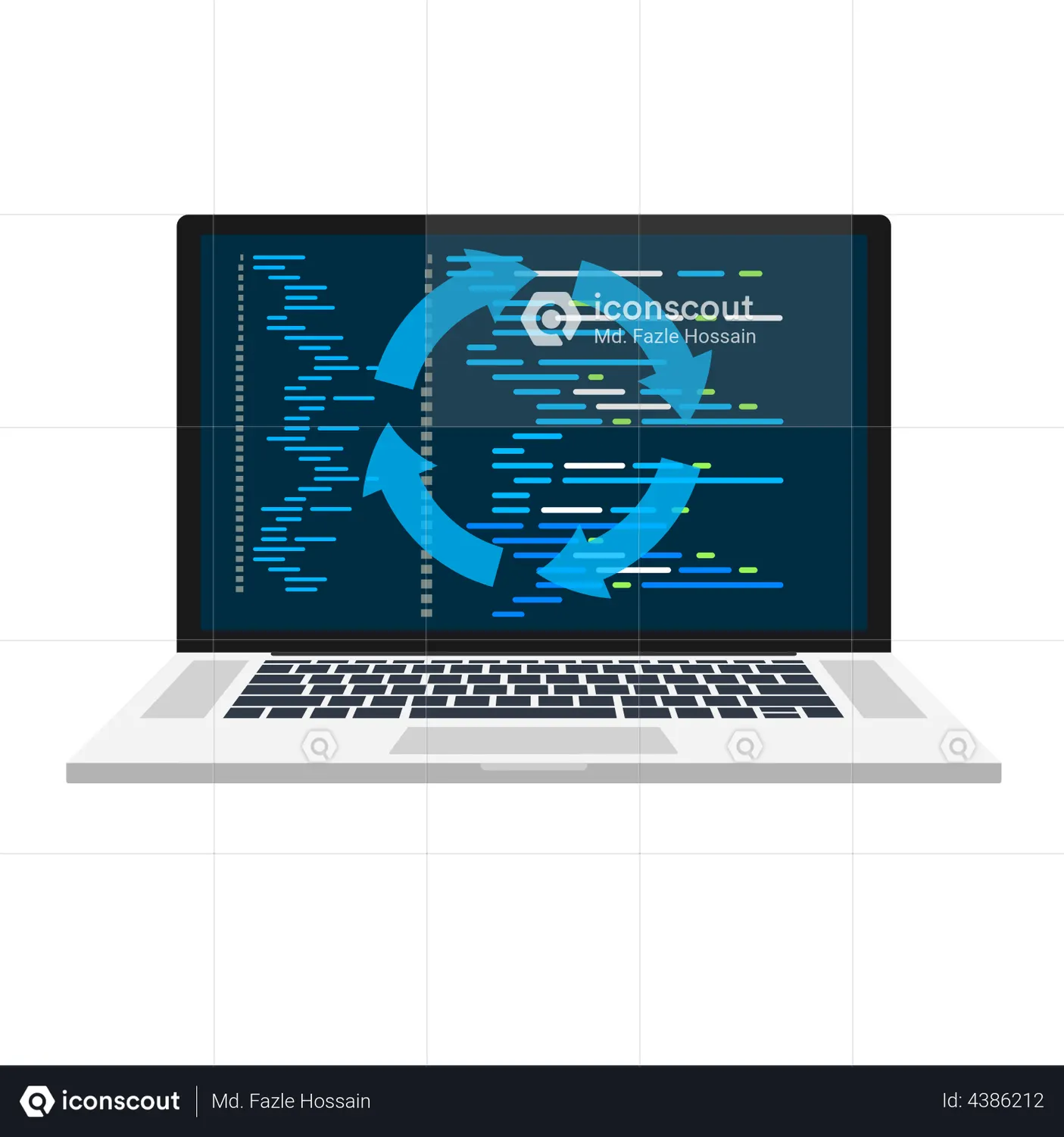 Laptop with programming code repeater Animated Icon download in JSON