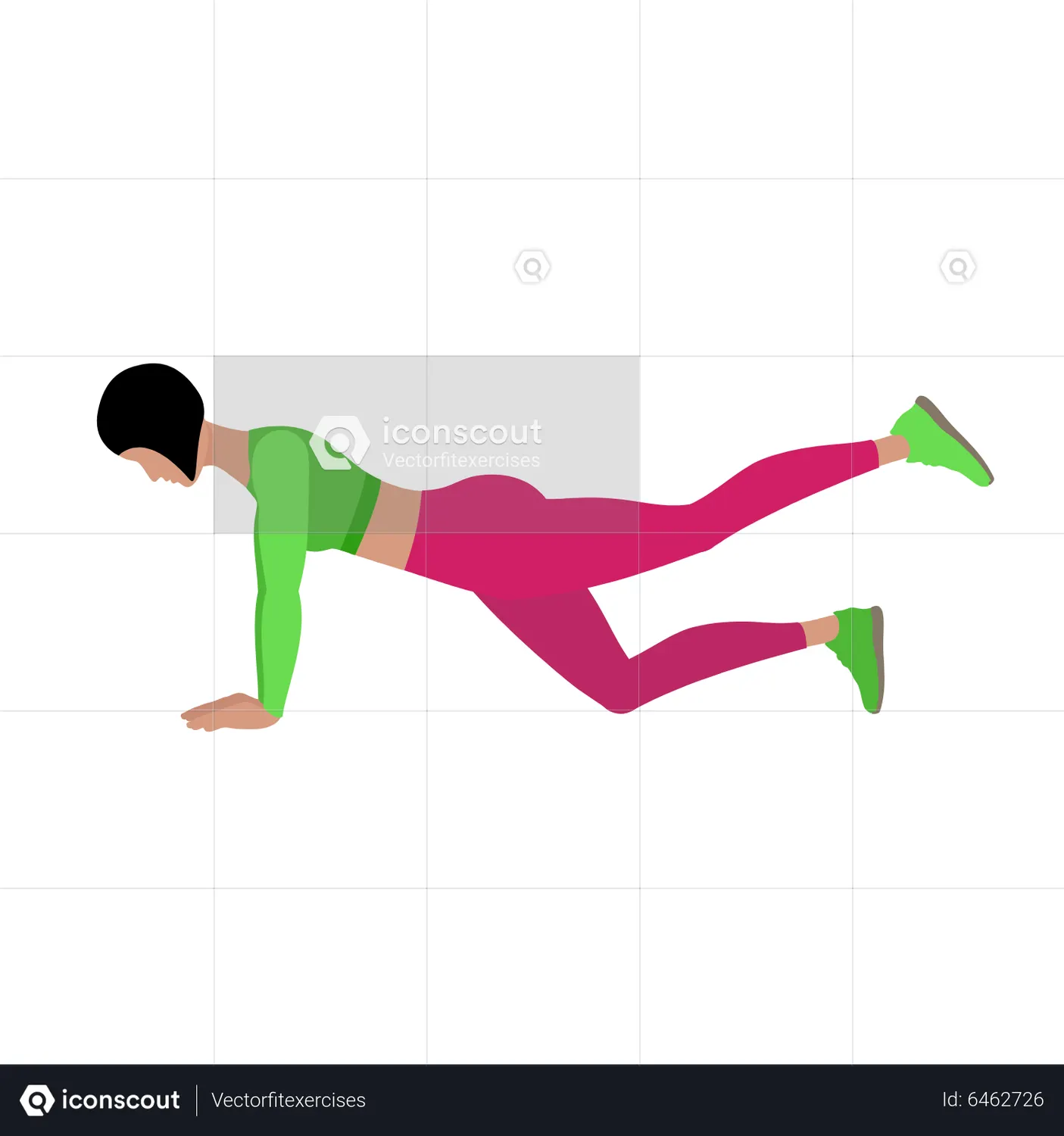 Woman Doing Leg Pull Down Exercise Animated Illustration download in
