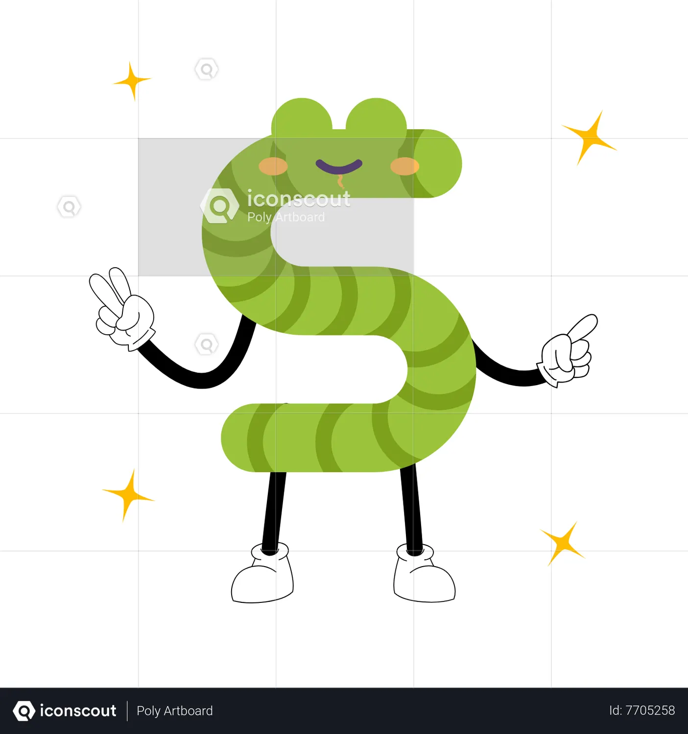 Letter S Character Animated Icon download in JSON, LOTTIE or MP4 format