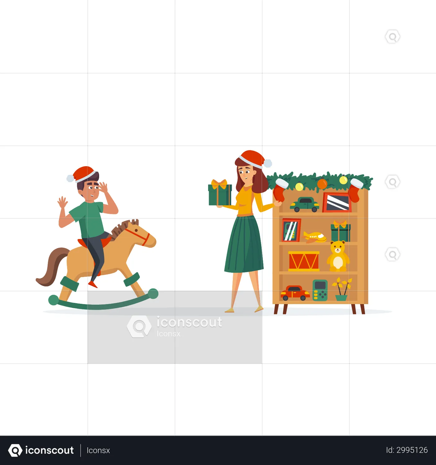 Mãe Dando Natal Para Filho Animation - Download Gratuito Pessoas Animations  | IconScout