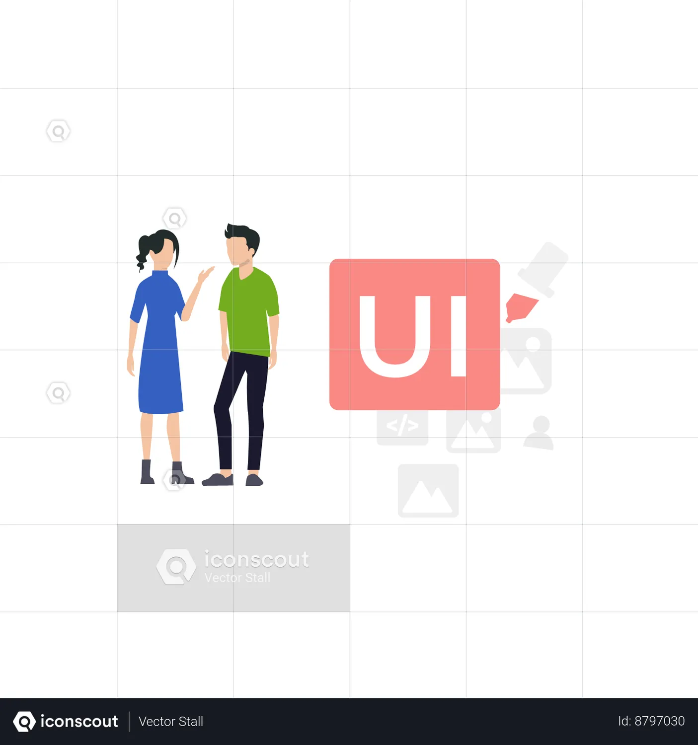 Male And Female Talking About Ui Ux Design Illustration Lottie ...