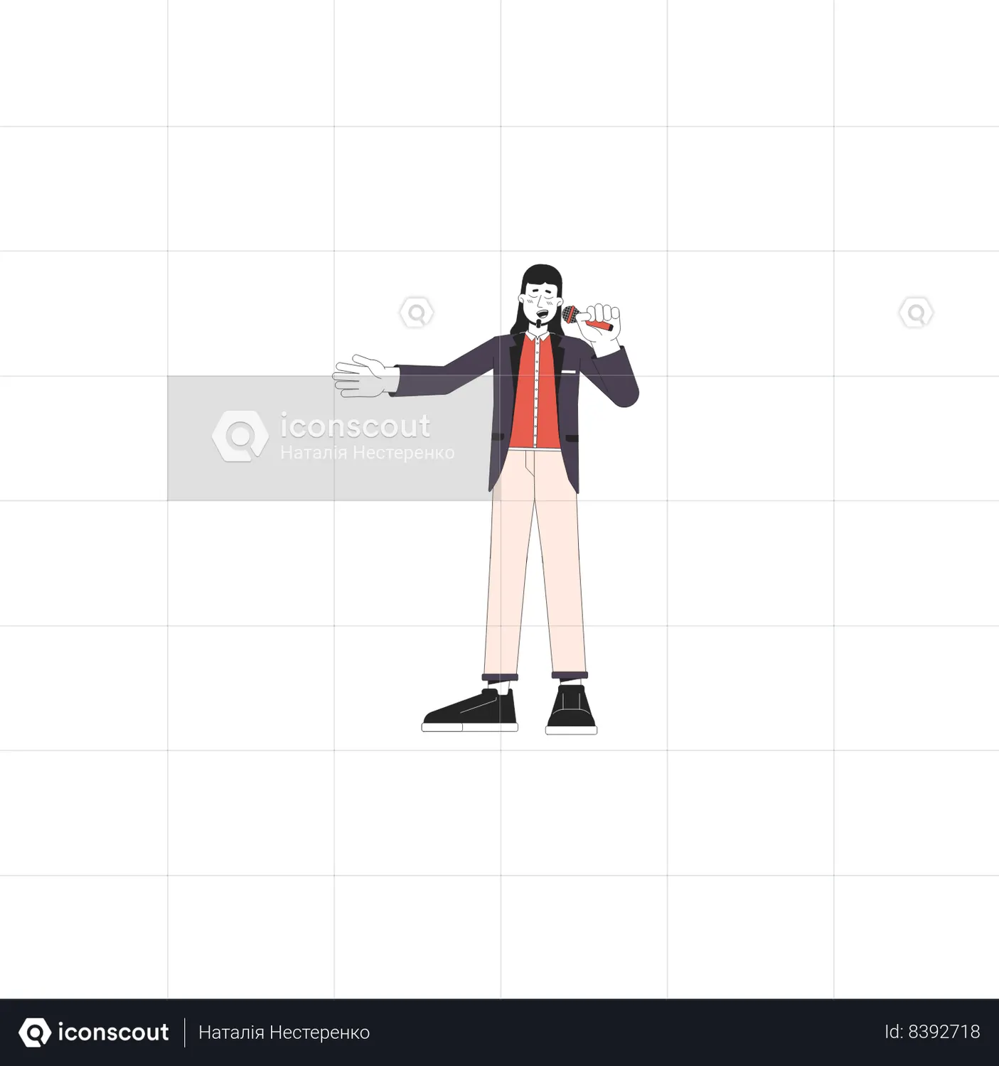 Male opera singer holding microphone Animated Illustration download in