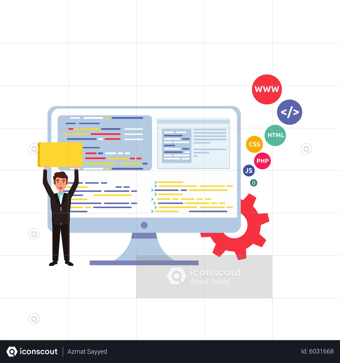 Male Python Developer Animated Illustration download in JSON, LOTTIE or ...
