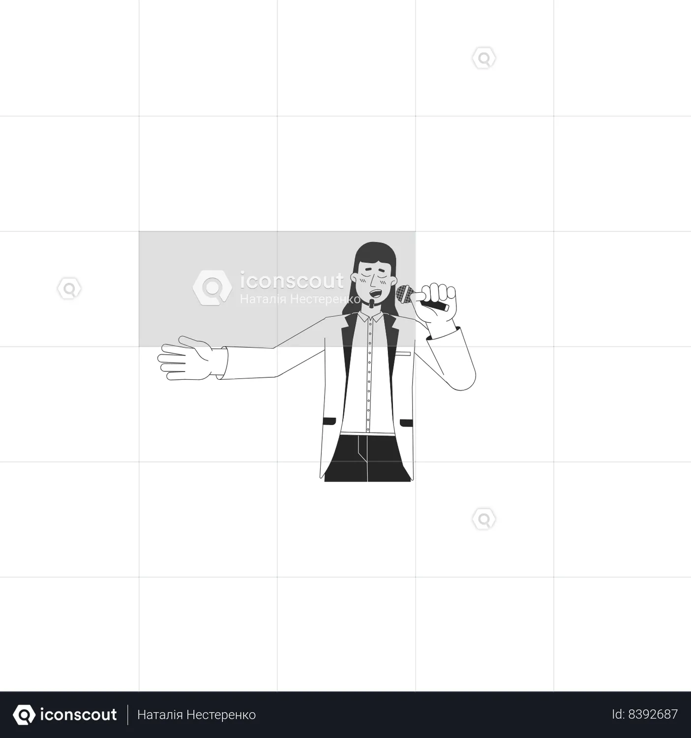 Male Vocalist Holding Mic Animated Illustration Download In Json