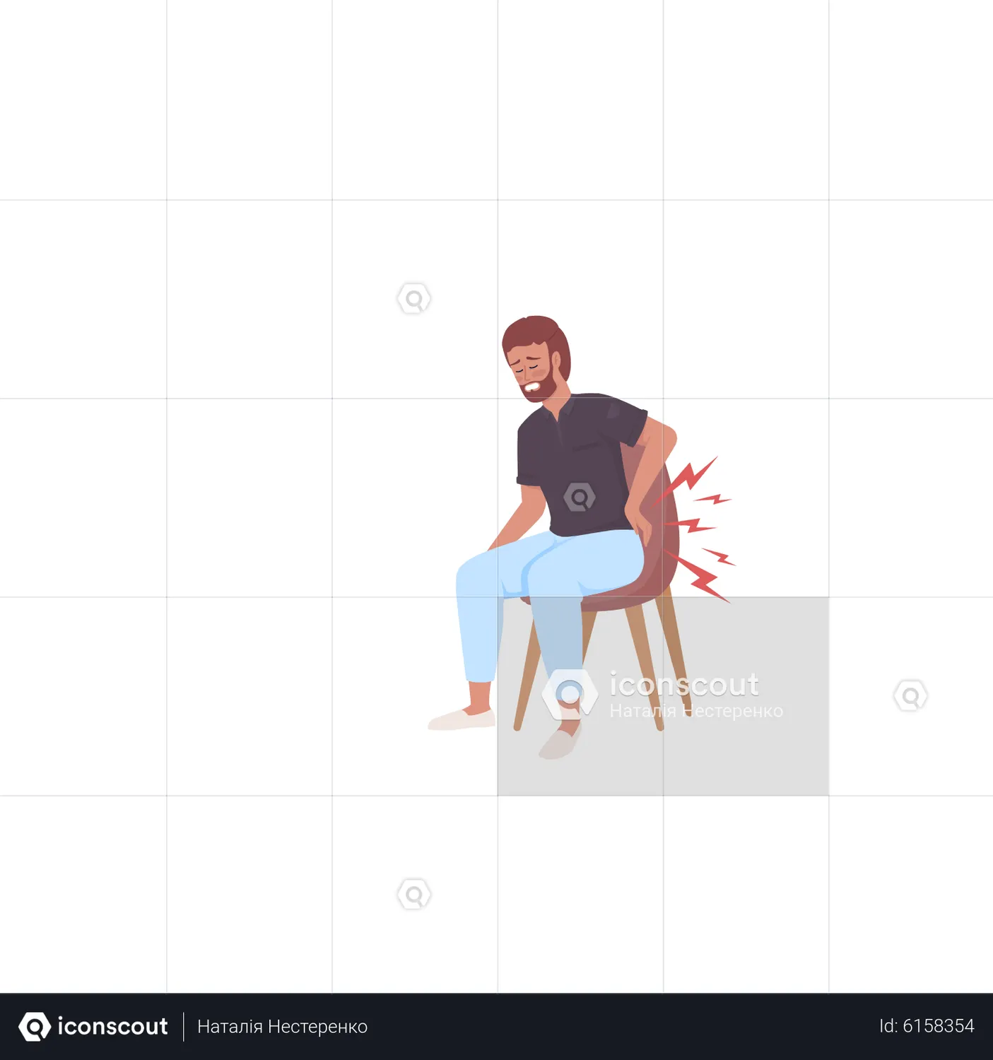 Male with cramps Animated Illustration download in JSON, LOTTIE or MP4