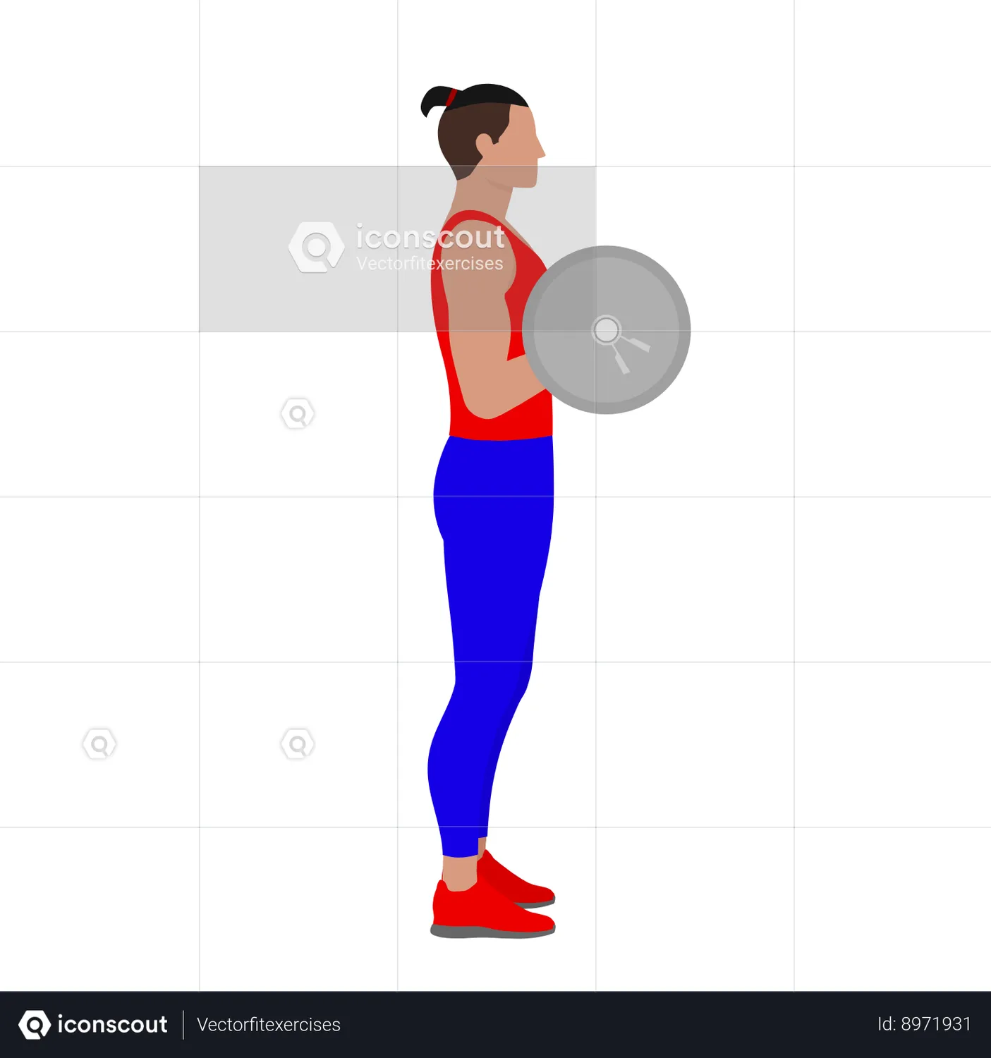 Man Doing Barbell Bicep Curl Exercise For Arm Animated Illustration ...