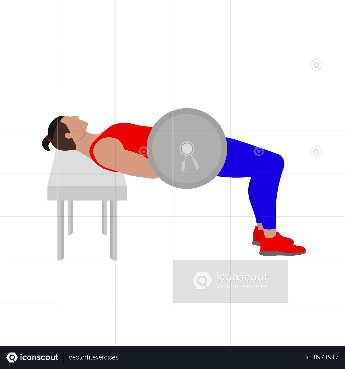 Man Doing Barbell Hip Thrust Exercise For Legs Animation - Free Download  Gym & Fitness Animations | IconScout