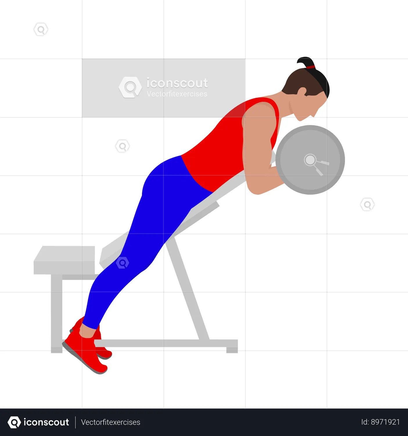 Man Doing Barbell Spider Bicep Curl Exercise For Arm Animated ...