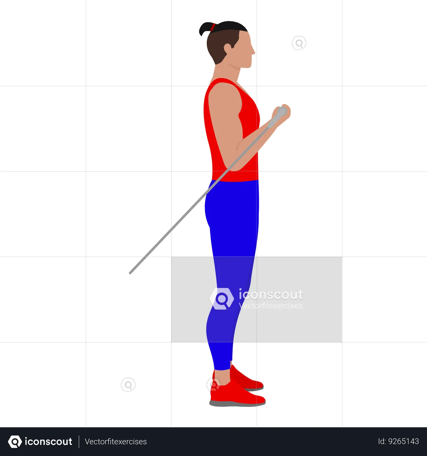 Man Doing Cable Bayesian Bicep Curl Exercise For Arm Animated ...