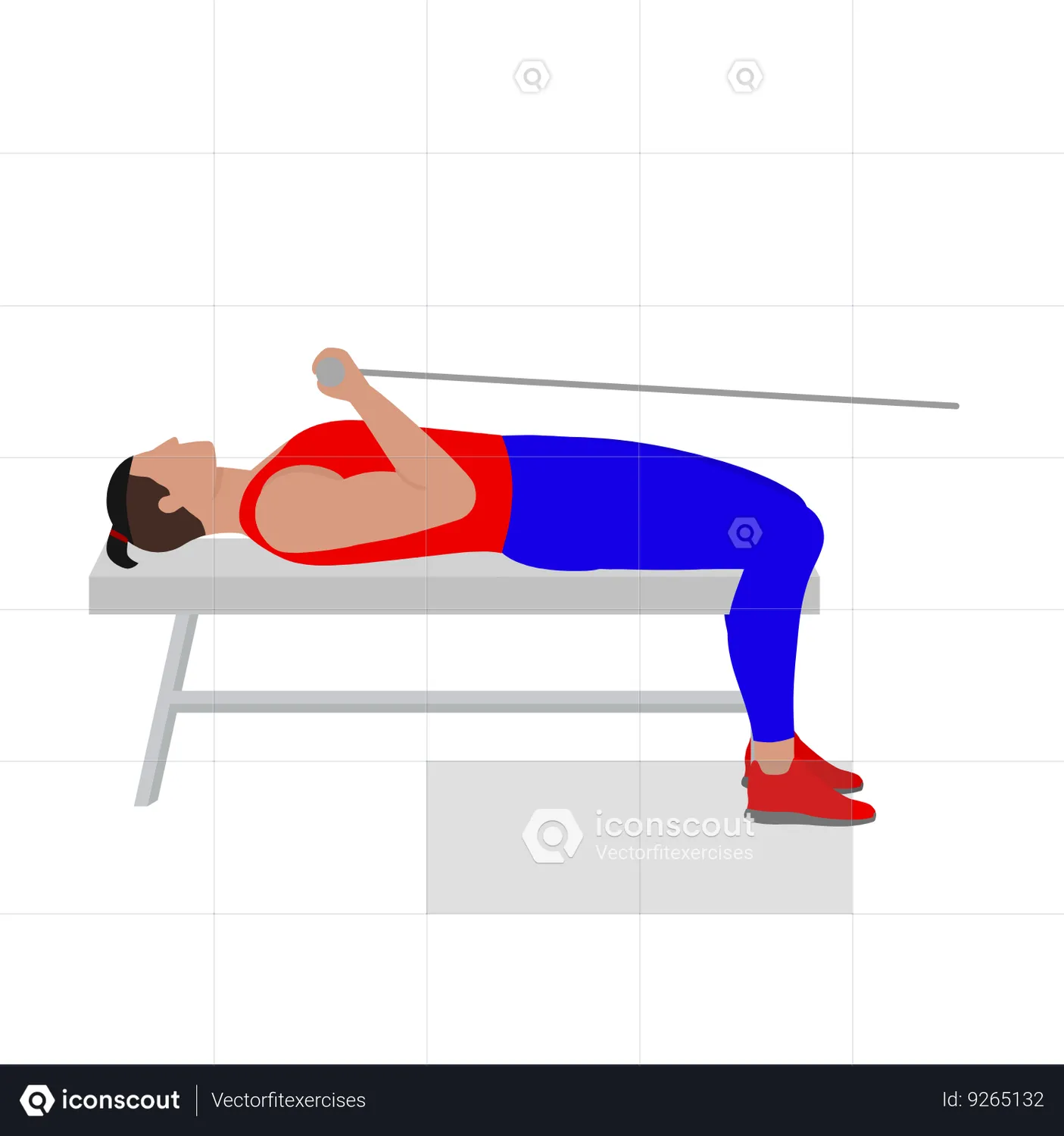 Man Doing Cable Lying Bicep Curl Exercise For Arm Animated Illustration ...