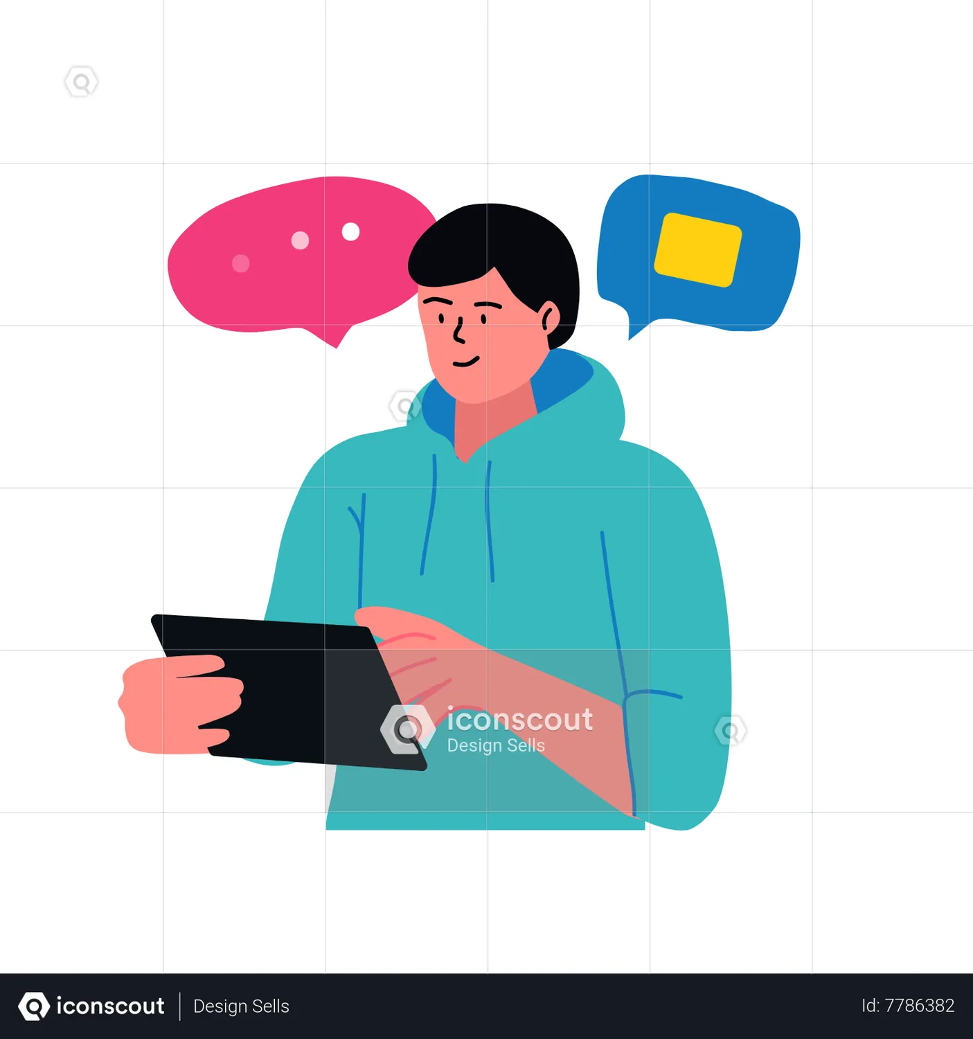 Man doing cloud data uploading Animated Illustration download in JSON ...