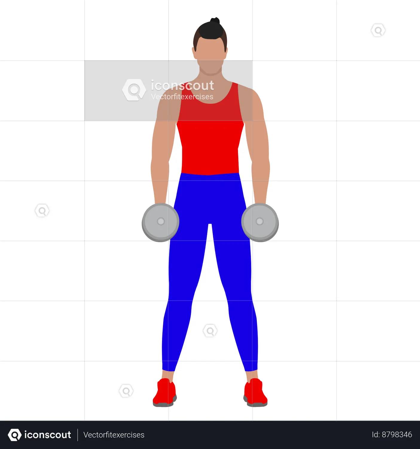 Man Doing Dumbbell Side Bend Exercise For Obliques Animated Illustration download in JSON