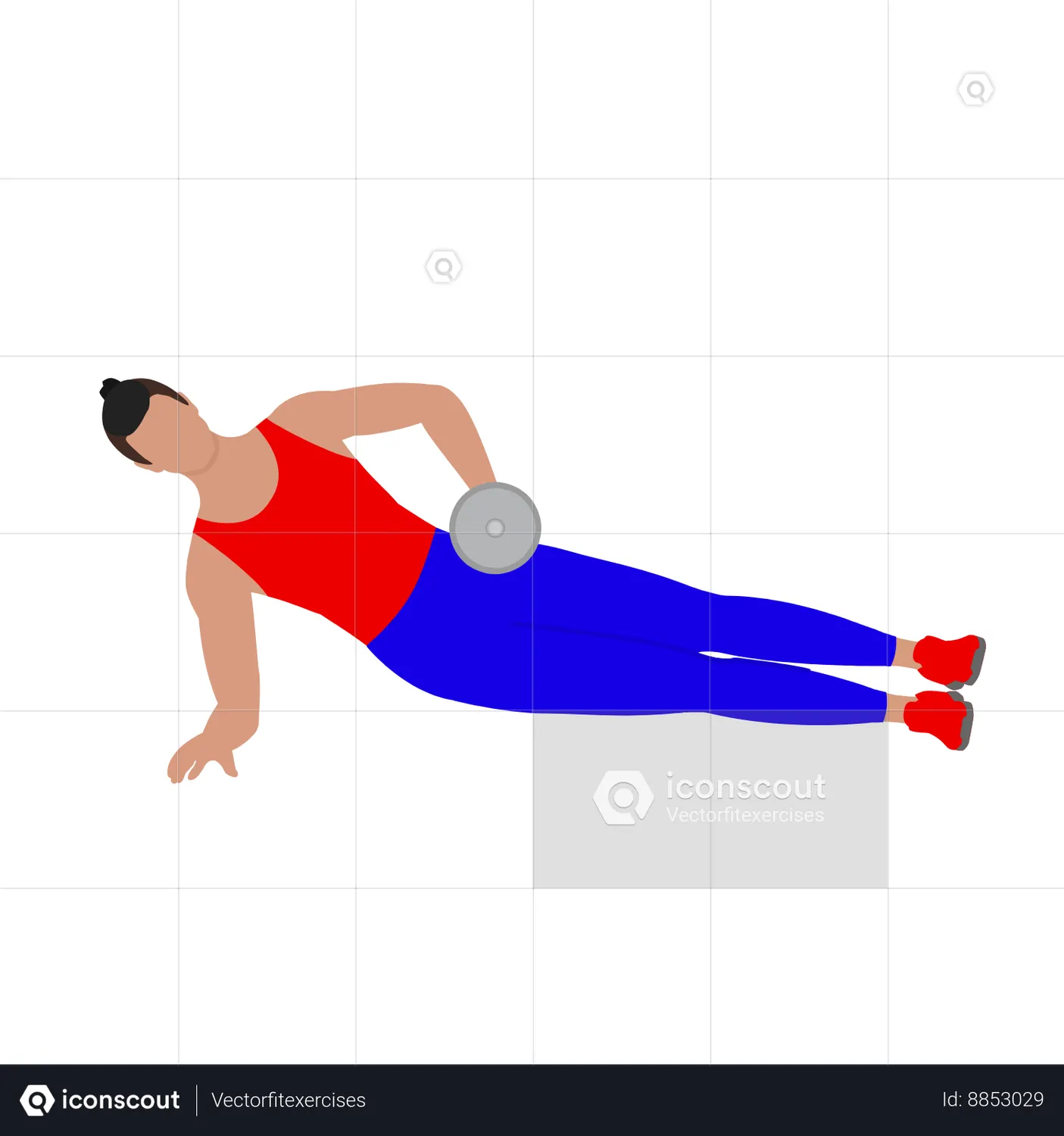 Man Doing Dumbbell Side Bridge Exercise For Obliques Animation Free Download Gym & Fitness