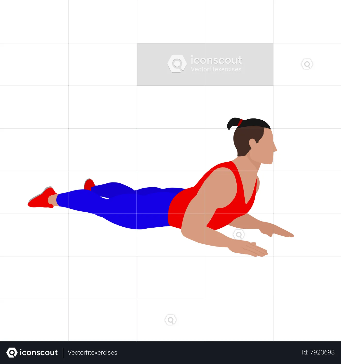 Man Doing Modified Cobra Stretching. Bhujangasana Animated Illustration ...