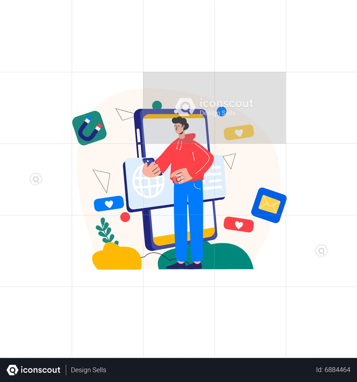 Man exploring internet Animated Illustration download in JSON, LOTTIE ...