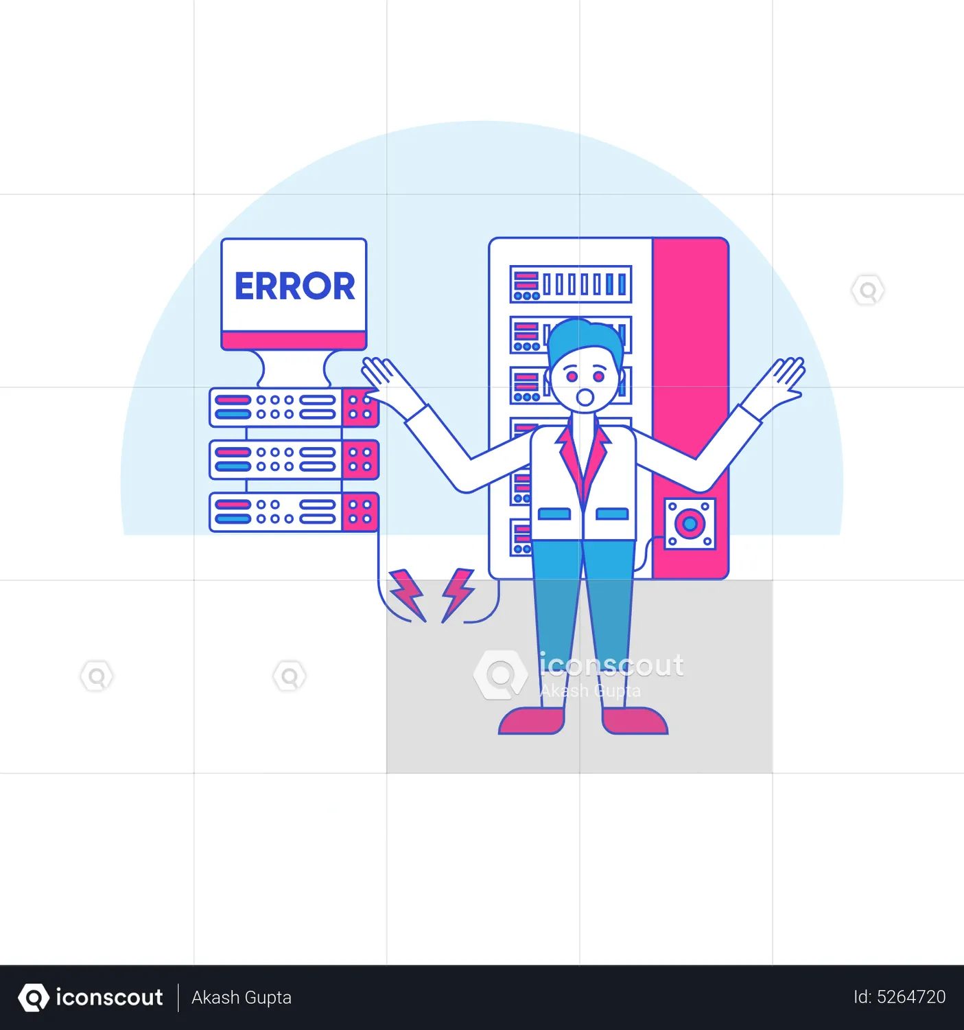 Man Facing Server Error Animated Illustration download in JSON, LOTTIE ...