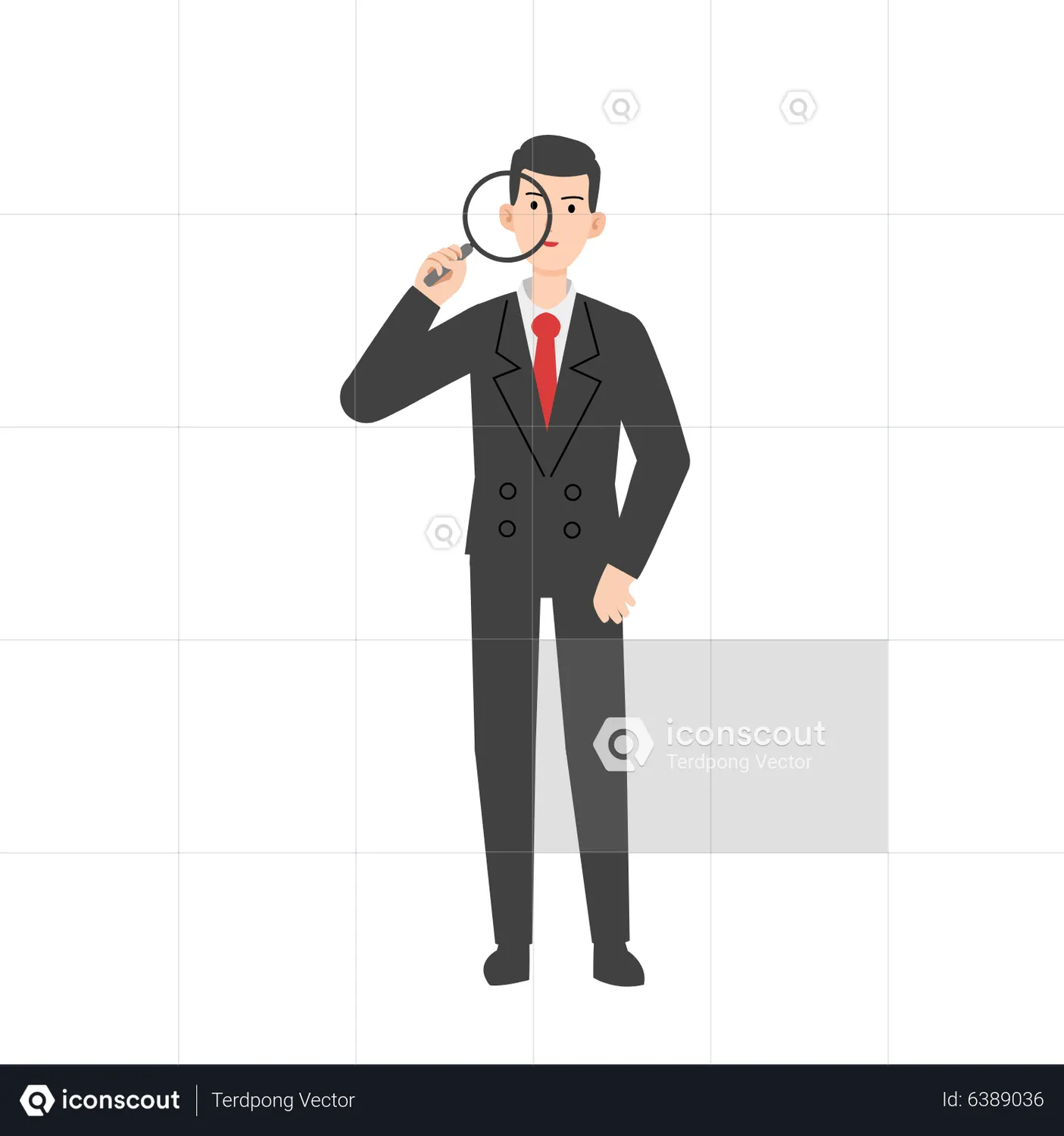 Man holding a magnifying glass Animated Illustration download in JSON ...