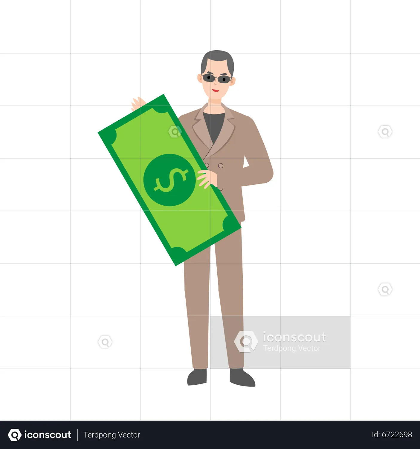 Man holding dollar bill Animated Illustration download in JSON, LOTTIE ...