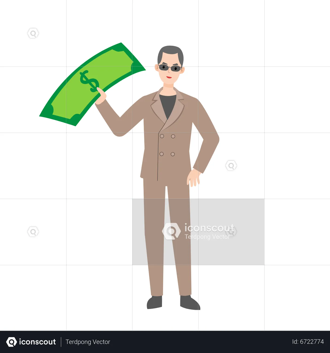 Man holding dollar bill Animated Illustration download in JSON, LOTTIE ...