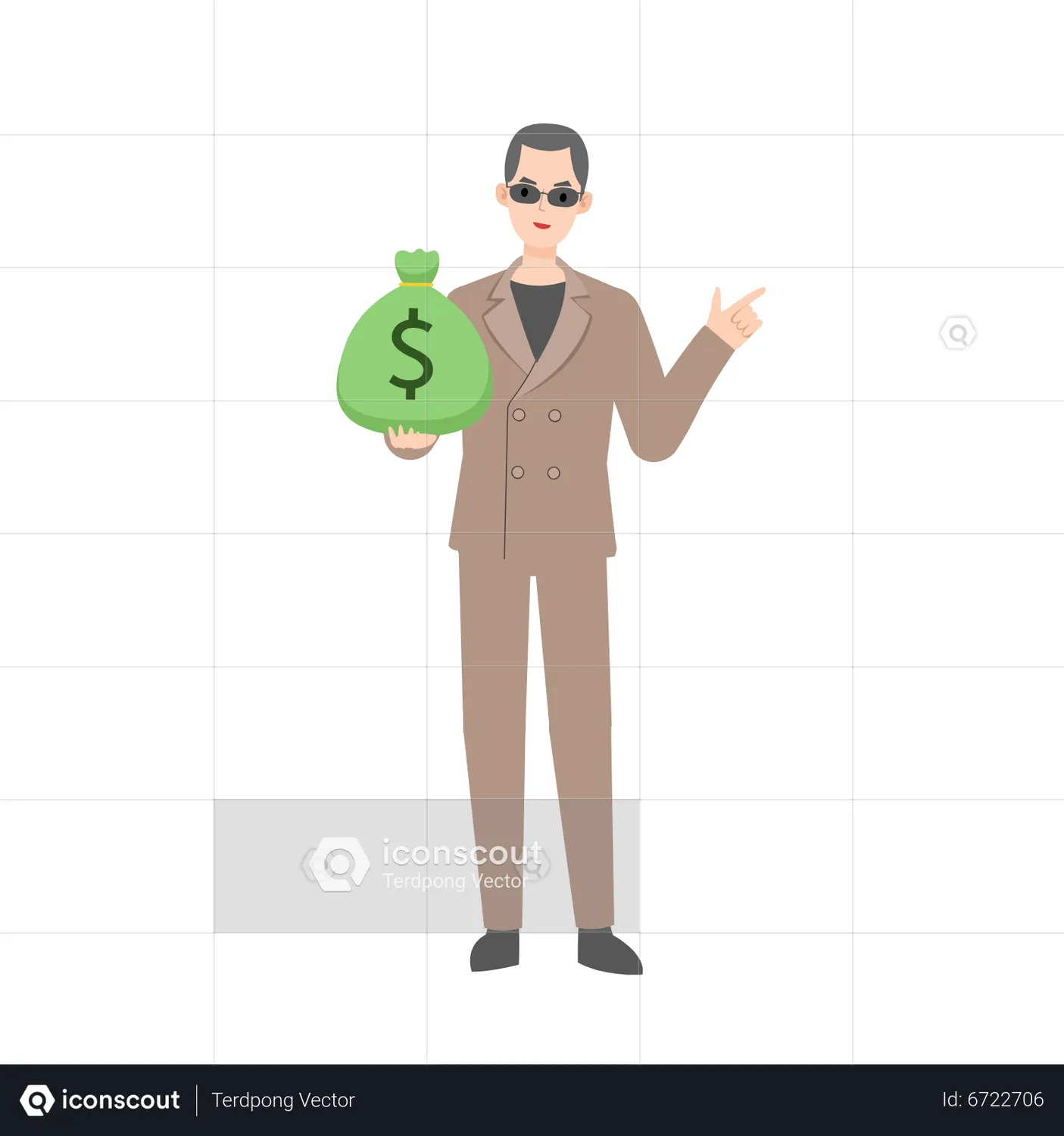 Man holding money bag Animated Illustration download in JSON, LOTTIE or ...