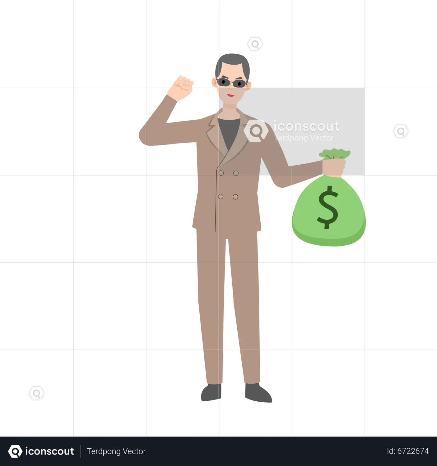 Man holding money bag Animated Illustration download in JSON, LOTTIE or ...