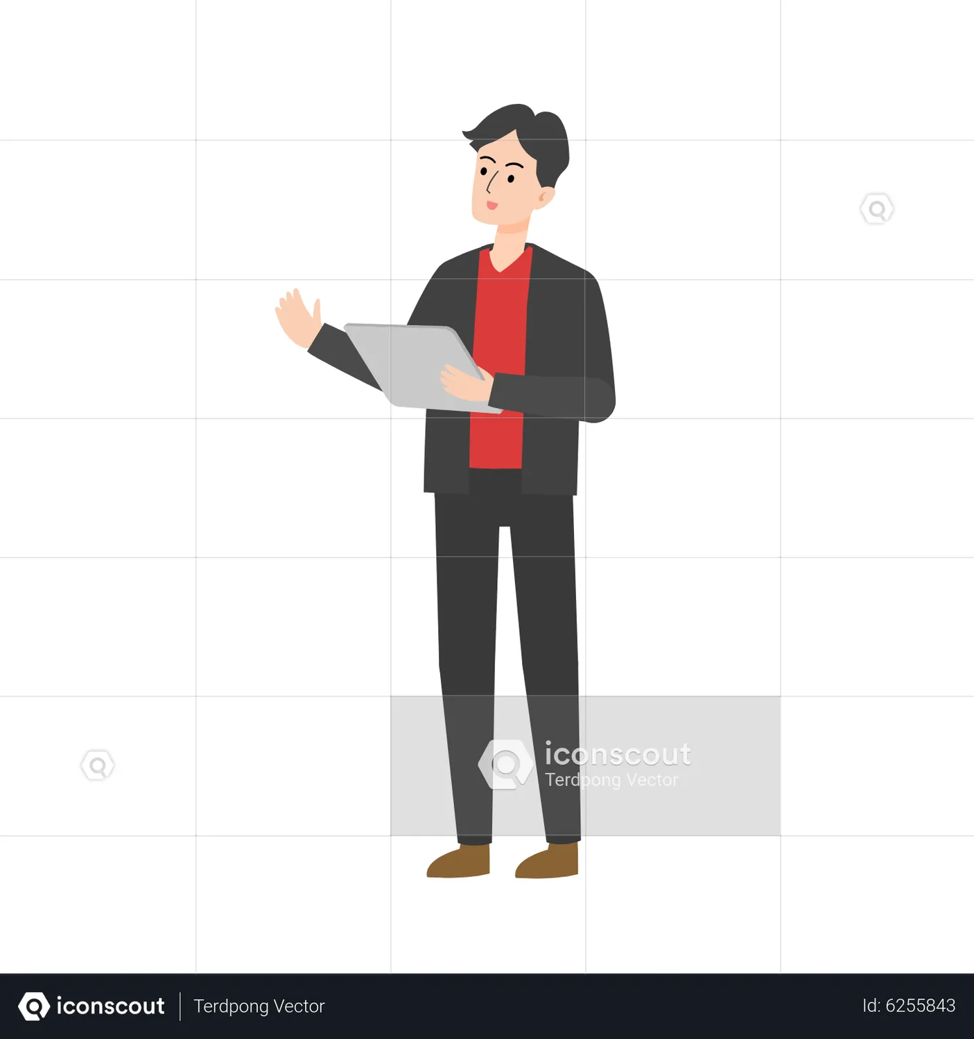 Man Holding Tablet Animated Illustration download in JSON, LOTTIE or ...