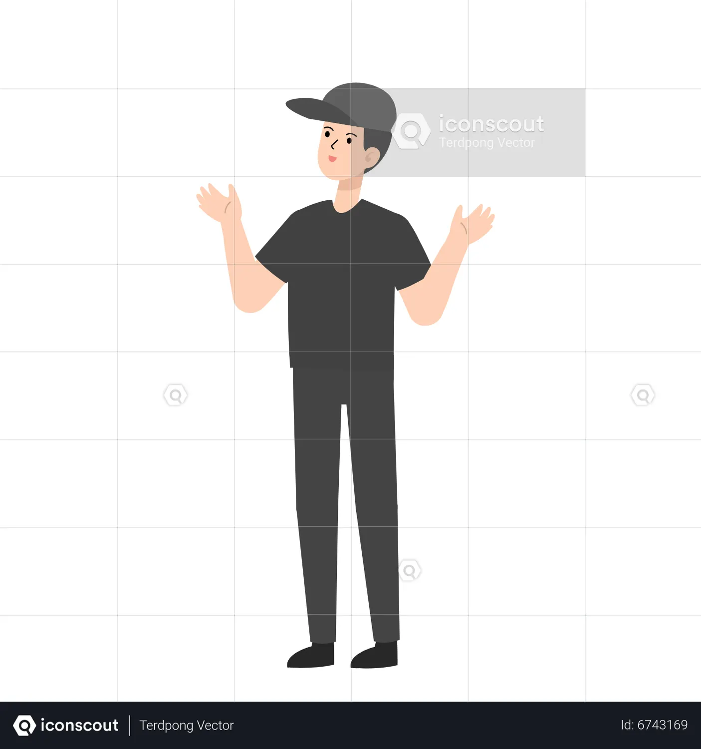 Man with raising hand gesture Animated Illustration download in JSON ...