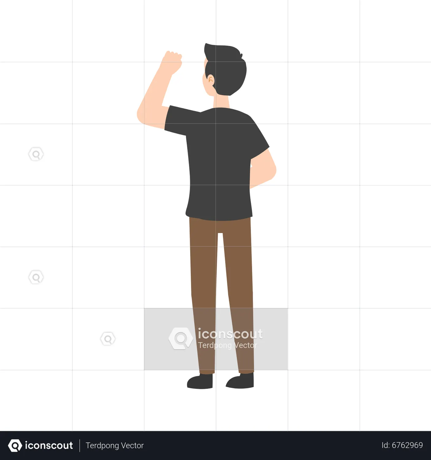 Man with raising hand gesture Animated Illustration download in JSON ...