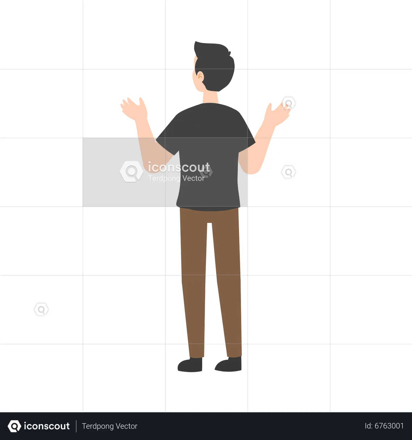 Man with raising hand gesture Animated Illustration download in JSON ...