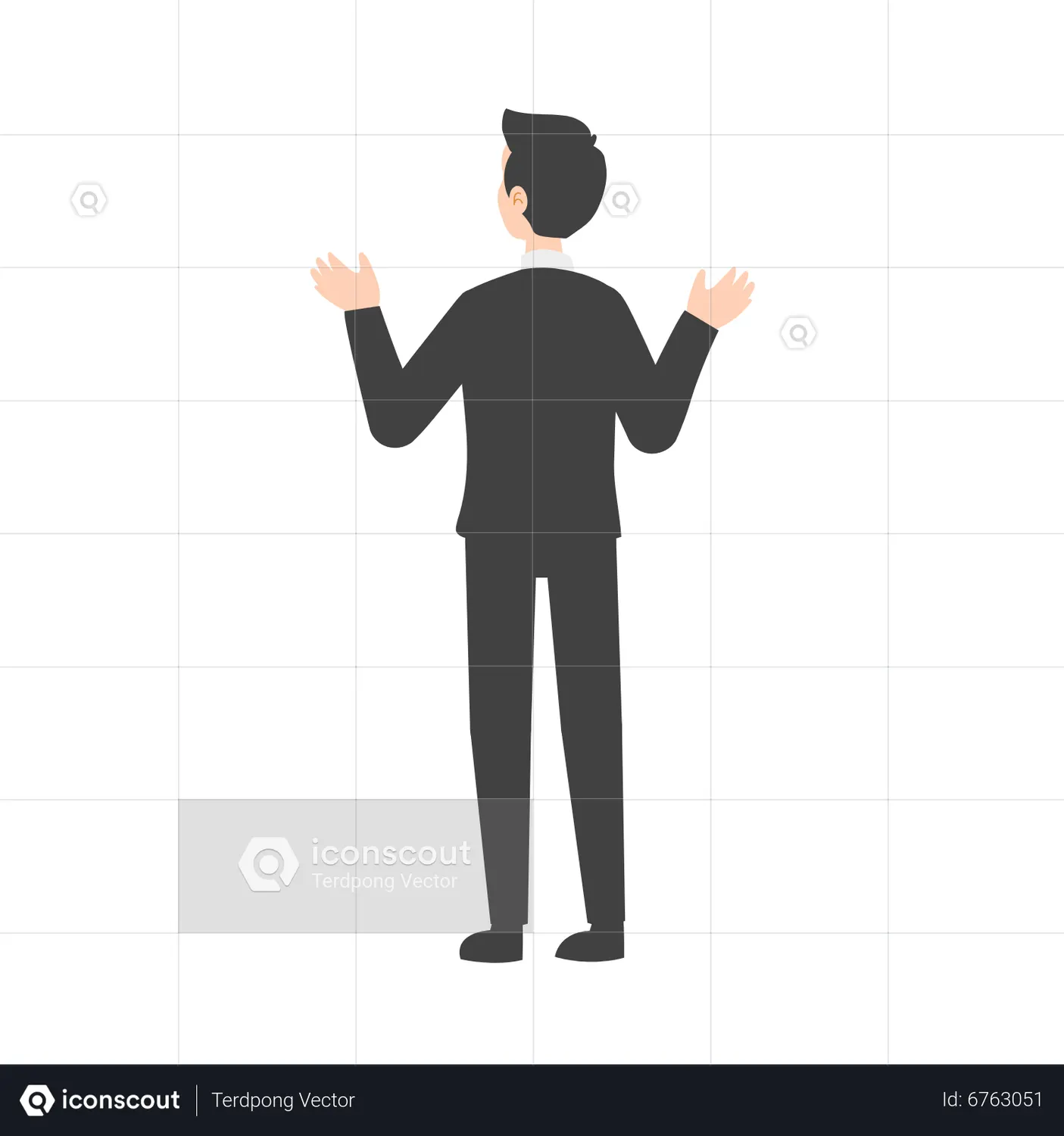 Man with raising hand gesture Animated Illustration download in JSON ...