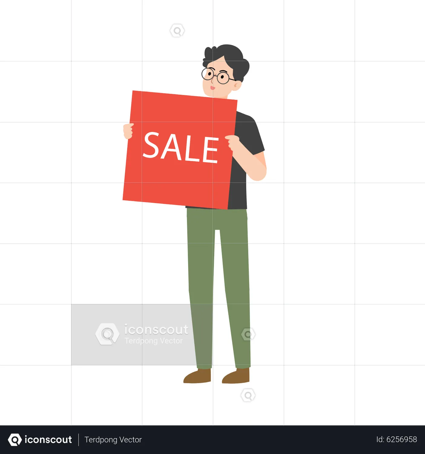 Man with sale signboard Animated Illustration download in JSON, LOTTIE ...