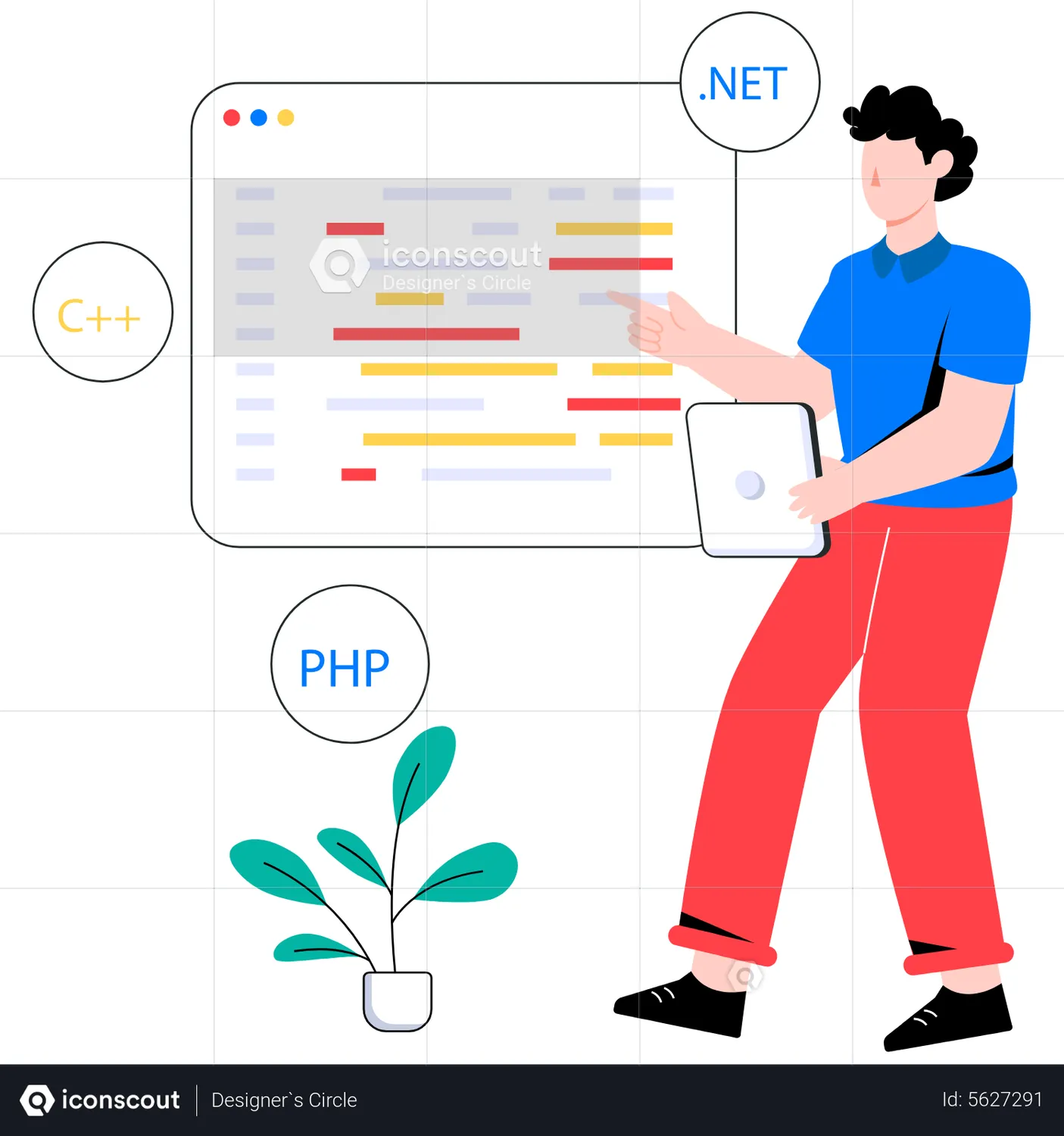 Man Working On Web Programming Animated Illustration download in JSON ...