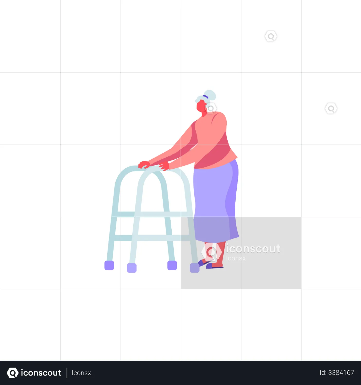 Old Woman Walking Using Walker Animation - Free Download People Animations  | IconScout