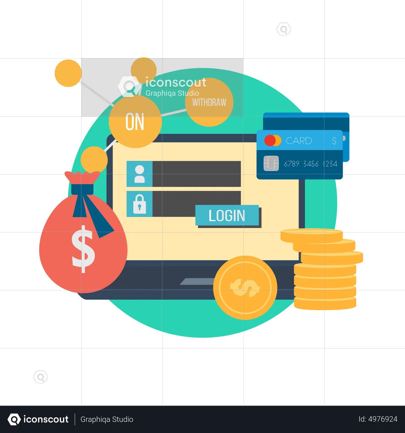 Online Banking Animated Illustration download in JSON, LOTTIE or MP4 format