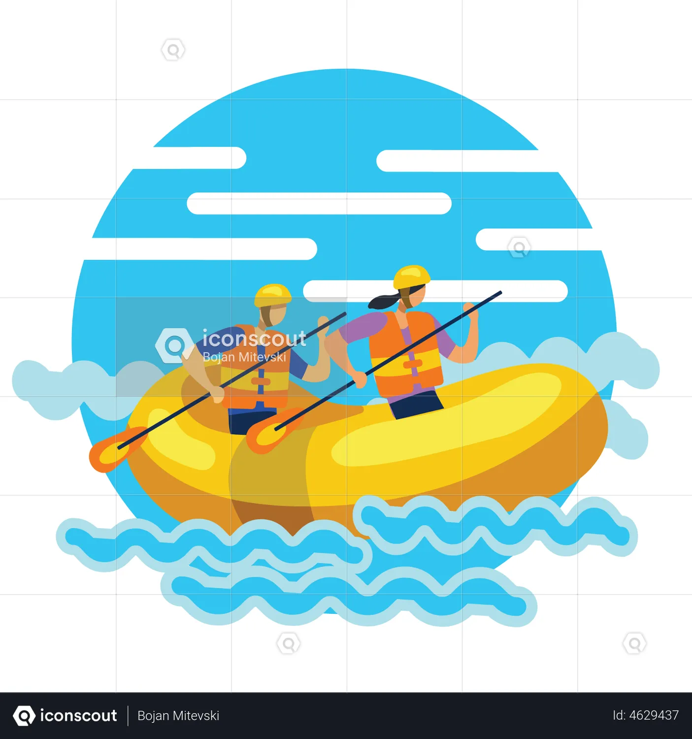 People Doing River Rafting Animated Icon Download In Json, Lottie Or 