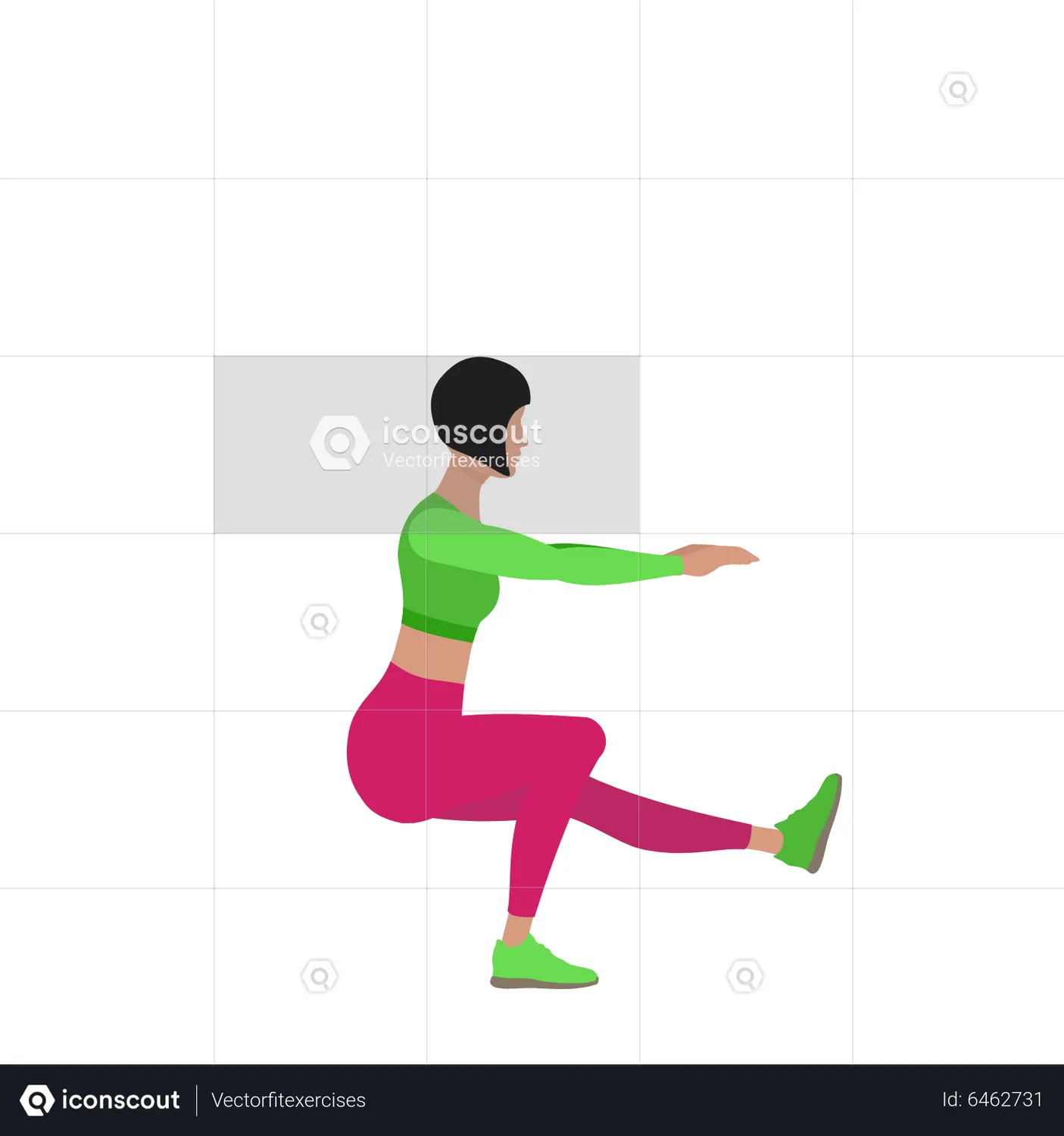 Woman Doing Pistol Squat Exercise Animated Illustration download in ...