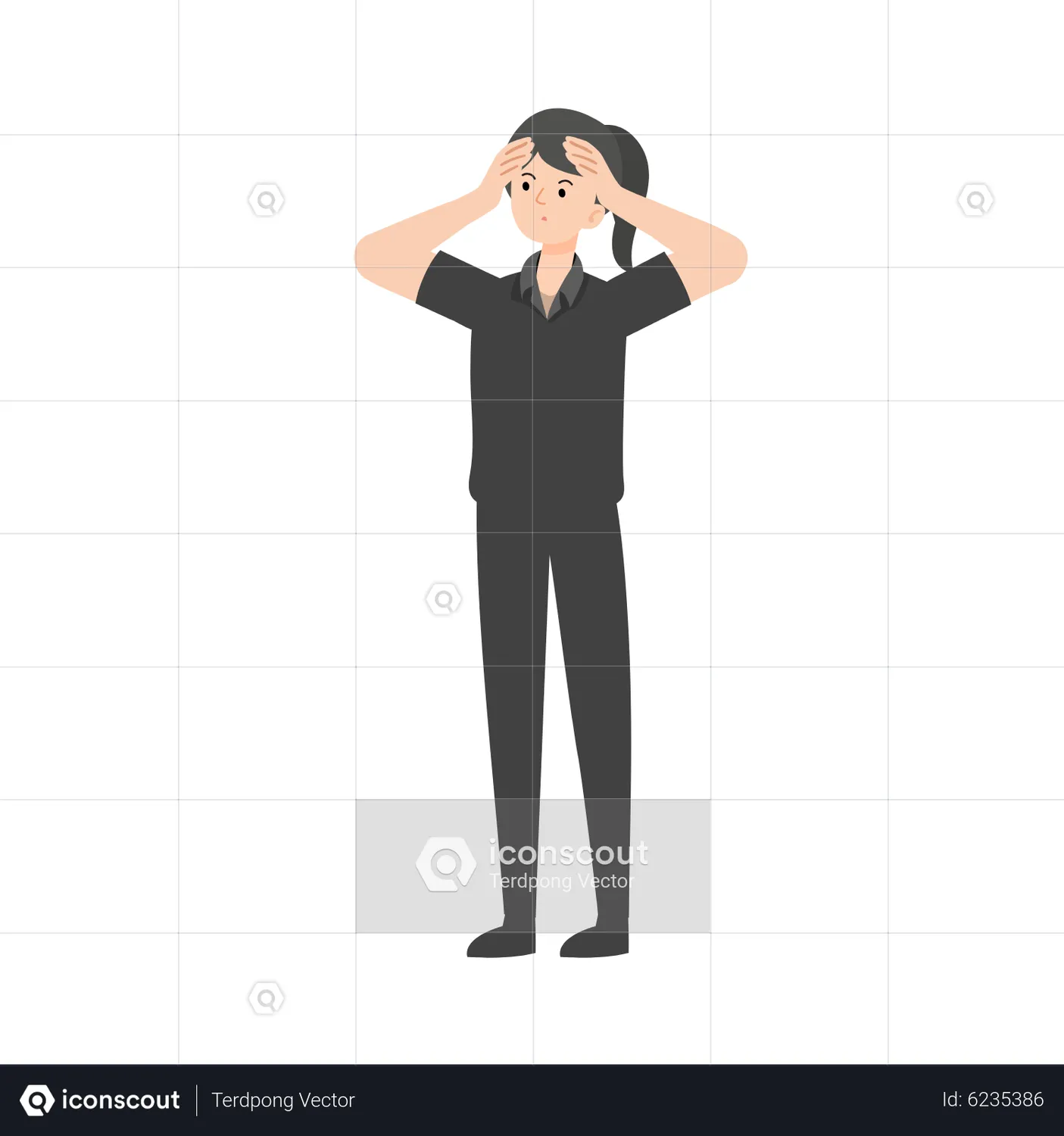 Shocked woman raising her hands Animated Illustration download in JSON ...