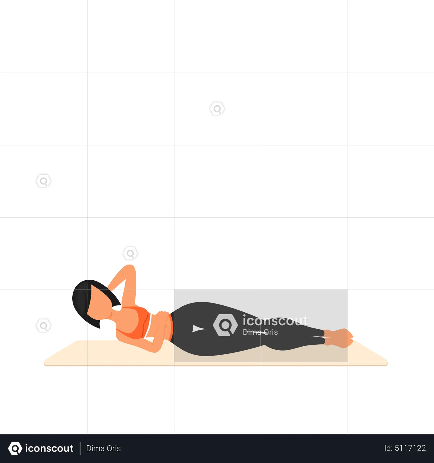 Side Crunches Exercise Animated Illustration download in JSON, LOTTIE ...