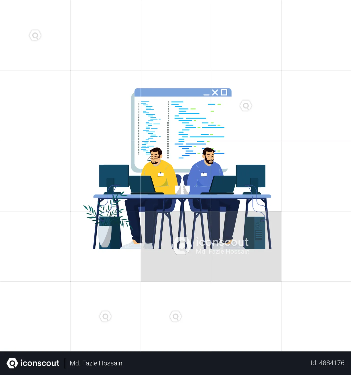 Software developer team Animated Illustration download in JSON, LOTTIE ...